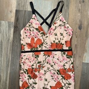 ASOS Dress with Red and Pink Floral Embroidery